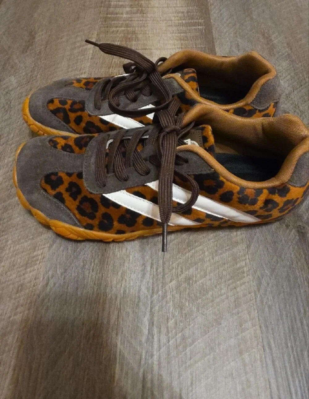 Leopard Print Brown & Orange Athletic Sneakers